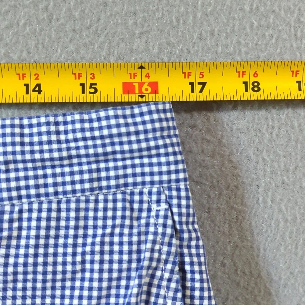 Polo Ralph‎ Lauren Gingham Shorts Mens 34 VTG Blue White Check Cotton Flat Front